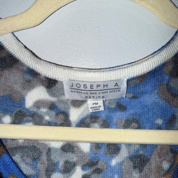 Joseph A. Petite Brown & Blue Leopard Print Cardigan Sweater Size MP - Picture 3 of 7